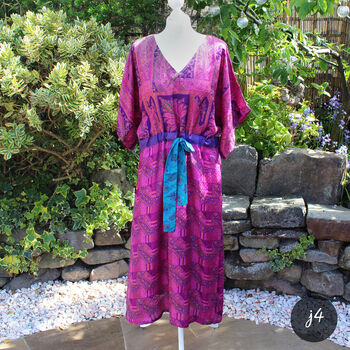 Jacinda Pure Silk Vintage Print Dress, 8 of 12
