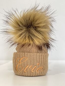 Embroidered Camel Pom Pom Knitted Baby Hat, 4 of 6