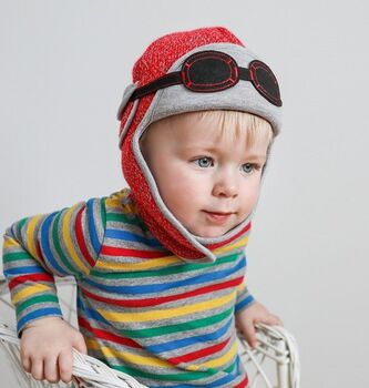 Knitted Red Aviator Hat, 3 of 5