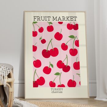 Cherry Print Fruit Market Wall Art, 2 of 4