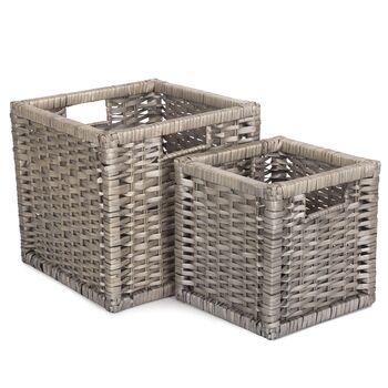 Set Of Two Square Wicker Storage Baskets, 2 of 7