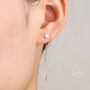 Sterling Silver Asymmetric Moon And Star Dangle Threaders Earrings, thumbnail 8 of 12