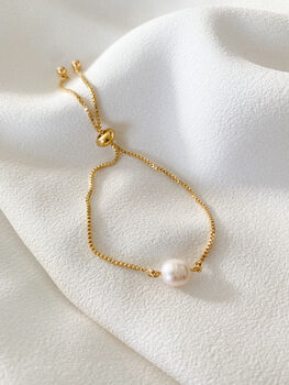 Fresh Water Pearl 18k Gold Box Chain Bracelet, 2 of 2
