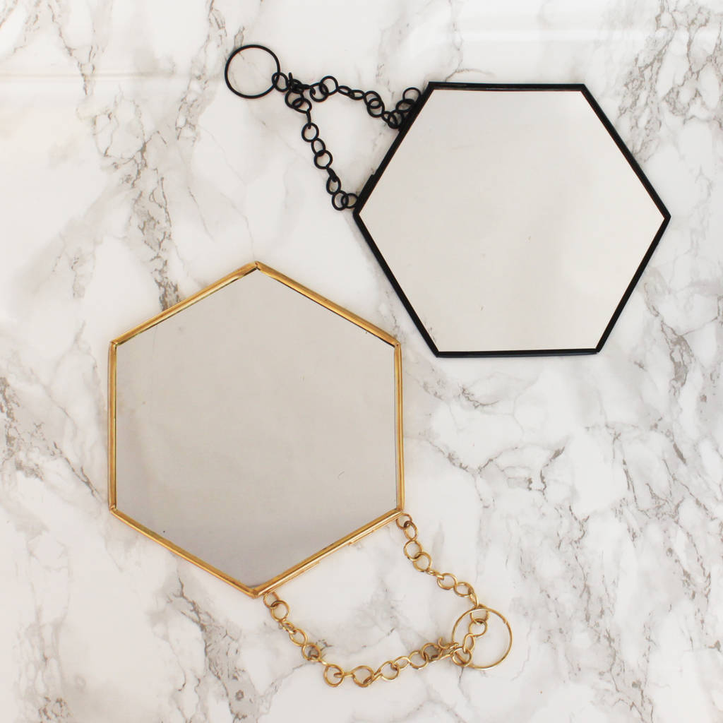 Black Hexagon Shaped Mirror By Posh Totty Designs Interiors