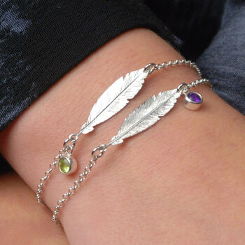 Personalised Sterling Silver Double Feather Bracelet, 2 of 6