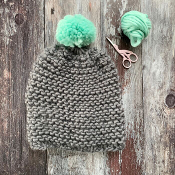 Ripple Merino Wool Beanie Hat Diy Knitting Kit, 5 of 9