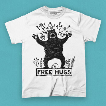 Free Hugs Bear Adult Men's T Shirt, 2 of 7