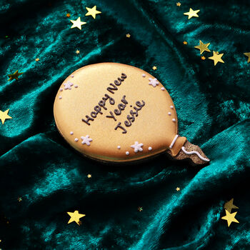 Biscuiteers Personalised Hand Iced New Year Balloon Letterbox Biscuit Gift, 3 of 3