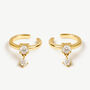 Women's Ear Cuffs Set With Dangling Stone Charms In 18k Gold, thumbnail 1 of 4