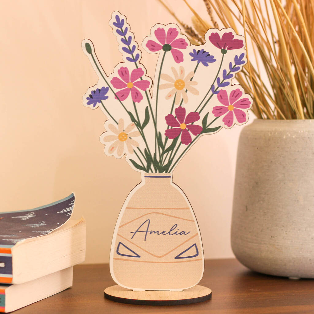 Personalised Free Standing Flower Vase Desk Art, 1 of 3