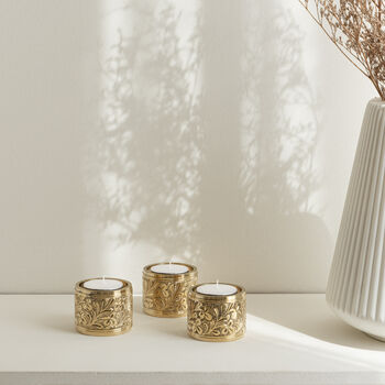 Eze Hand Engraved Brass Tealight Holders, 2 of 7