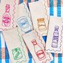 Set Of Six Embroidered Food Condiment Napkins, thumbnail 1 of 12