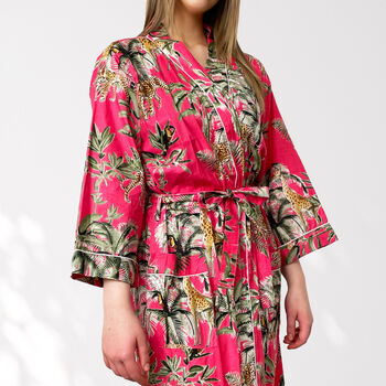 Giraffe Print Cotton Dressing Gown Kimono, 3 of 10