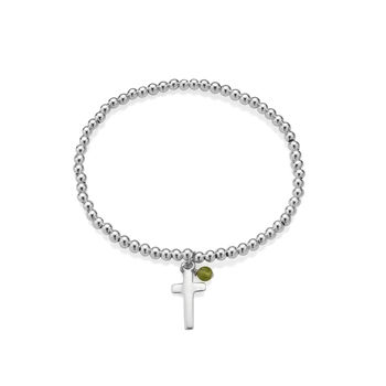 Beaded Cross And Birthstone Charm Bracelet, 2 of 6