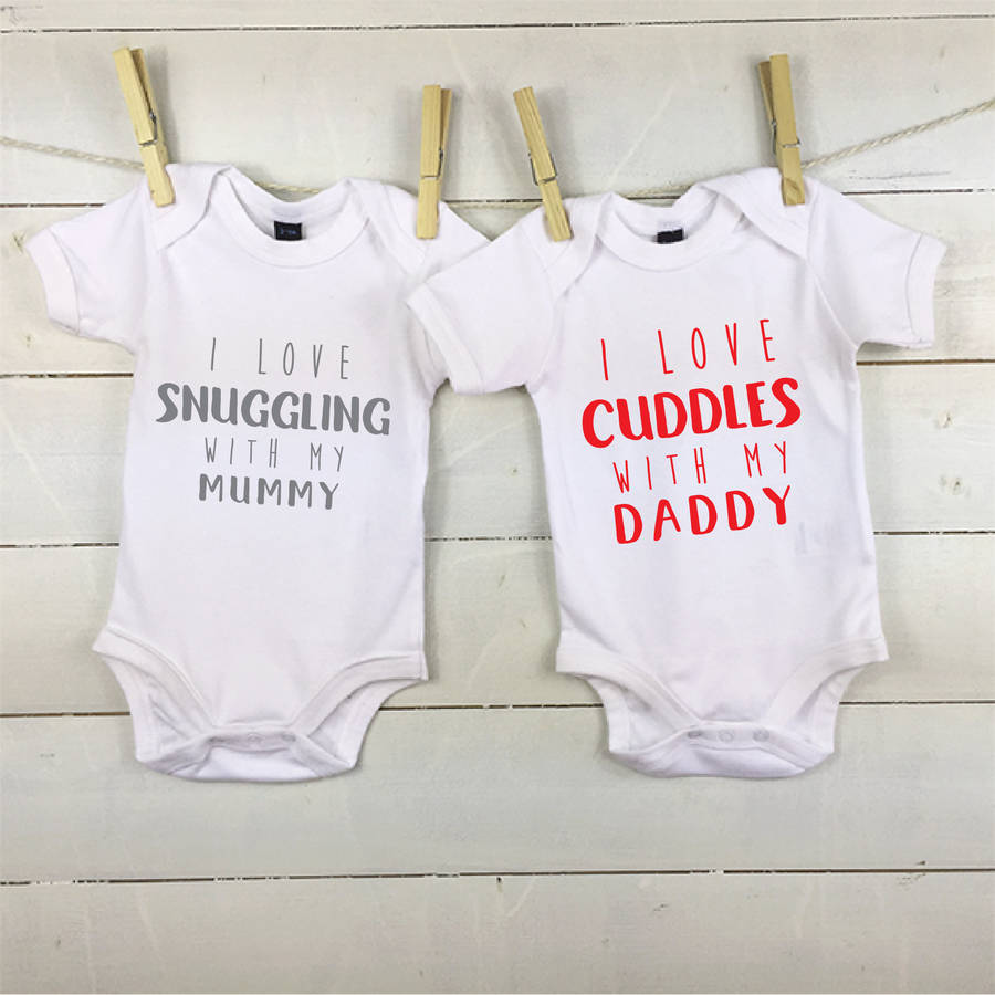 I Love …With My Mummy And Daddy Personalised Babygrows By Lovetree