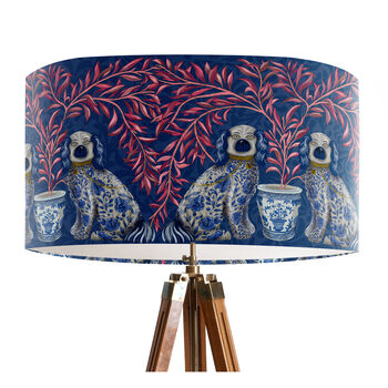Staffordshire Dog Twins On Blue Lampshade, 4 of 5