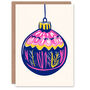 Tree Bauble Ornament Pink Purple Xmas Christmas Card, thumbnail 1 of 4