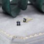 Sapphire Blue Cz Flower Stud Earrings, thumbnail 3 of 12