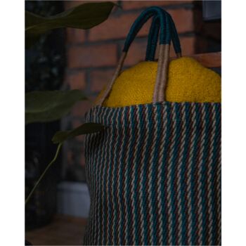 Handwoven Teal Tote Bag, 2 of 3