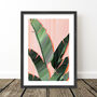 Pink And Green Banana Leaves Art Print, thumbnail 7 of 8