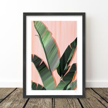 Pink And Green Banana Leaves Art Print, 7 of 8