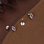 Sterling Silver Amethyst Purple Cz Rhombus 16 G Flat Back Labret Earrings, thumbnail 5 of 11