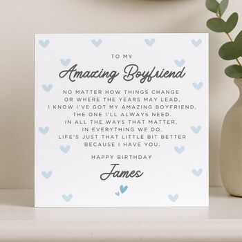 Personalised Special Verse Birthday Card For Boyfriend, 6 of 8