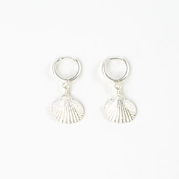 Asri Seashell Plated Huggie Hoop Earrings, 2 of 4