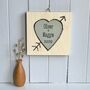 Love Heart With Names And A Date Printed On Wood, thumbnail 5 of 11