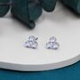 Moonstone Trio Stud Earrings In Sterling Silver, thumbnail 2 of 10