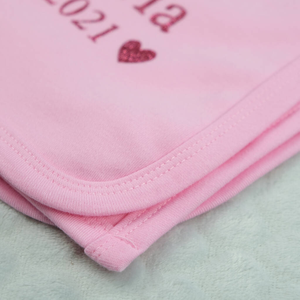 Personalised Pink Cotton Baby Blanket By 1st Birthday Gifts