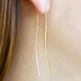 18kt Rose/Gold Plated Silver Minimal Bar Drop Earrings, thumbnail 3 of 4