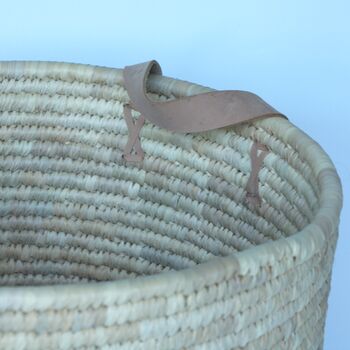 Handwoven Storage Basket With Leather Handles, 5 of 5