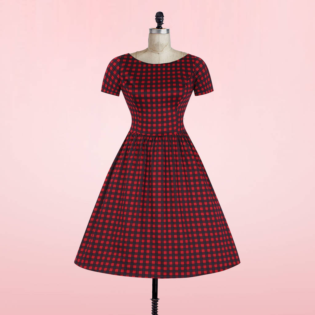 Crimson Gingham Eloise Dress By Lady Vintage | notonthehighstreet.com