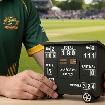 Personalised Cricket Scoreboard Desk Tidy, 2 of 12