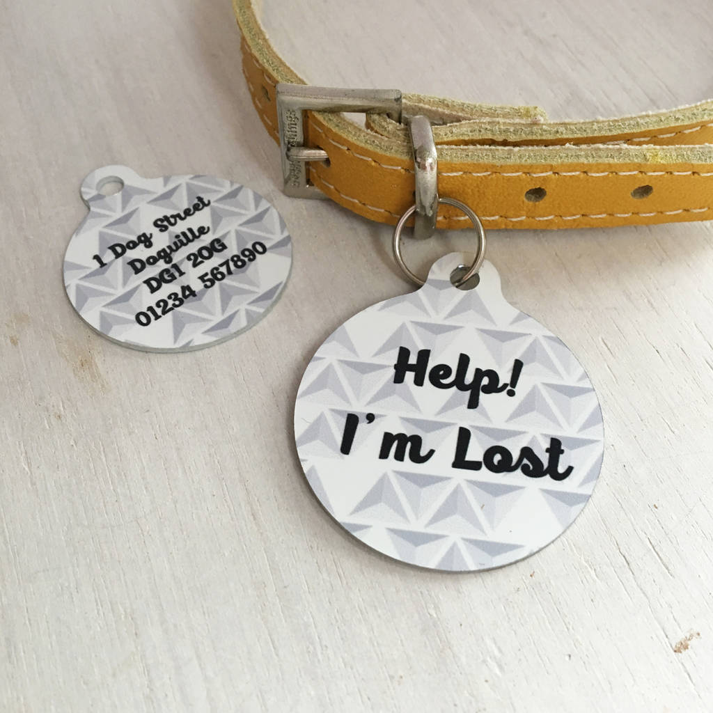 geometric pet id name tag personalised by hoobynoo