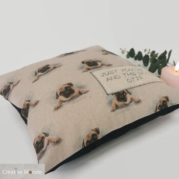 Custom Dog Gift Pug, Personalised Cushion, Pet Memorial, 9 of 12