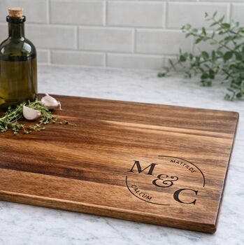Personalised Initials Engraved Acacia Chopping Board, 2 of 3