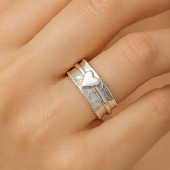 Personalised Sterling Silver Heart Spinner Ring, 2 of 11