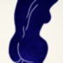 Linocut Blue Figure Art Print, thumbnail 4 of 4