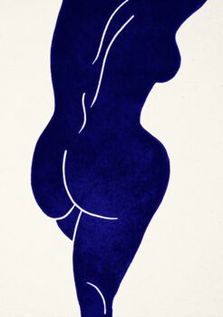 Linocut Blue Figure Art Print, 4 of 4