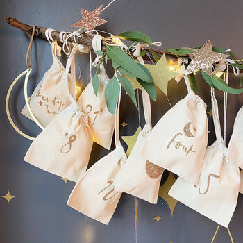 24 Reusable Christmas Advent Calendar Mini Bags, 3 of 10