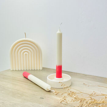 White And Red Ombre Dinner Candle Two Tone Candlesticks, 2 of 10