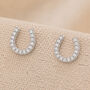 Sterling Silver Lucky Horseshoe Stud Earrings, thumbnail 2 of 3