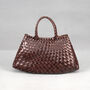 Hand Weaving Leather Bag Tote, thumbnail 2 of 12