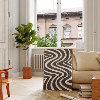 Black White Abstract Wavy Pattern Wall Print, 4 of 4