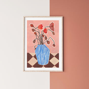 Striped Vase Of Poppies Still Life Print, 2 of 8
