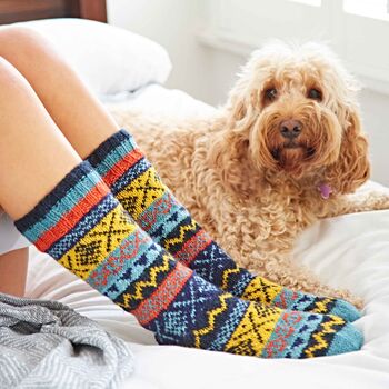 Fair Trade Hand Knitted Nordic Woollen Slipper Socks, 9 of 12