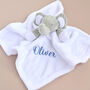 Personalised White Plush Elephant Baby Comforter, thumbnail 1 of 8