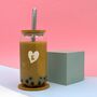 Personalised Heart Bubble Tea Boba Iced Coffee Mug With Straw, thumbnail 1 of 4